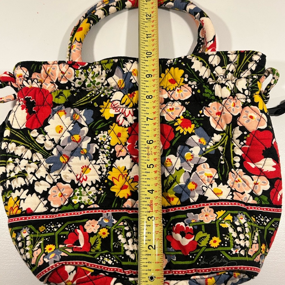 Vera Bradley Quilted Ring Handle Tote Floral Drawstring Bag Retired Pattern - Picture 10 of 12